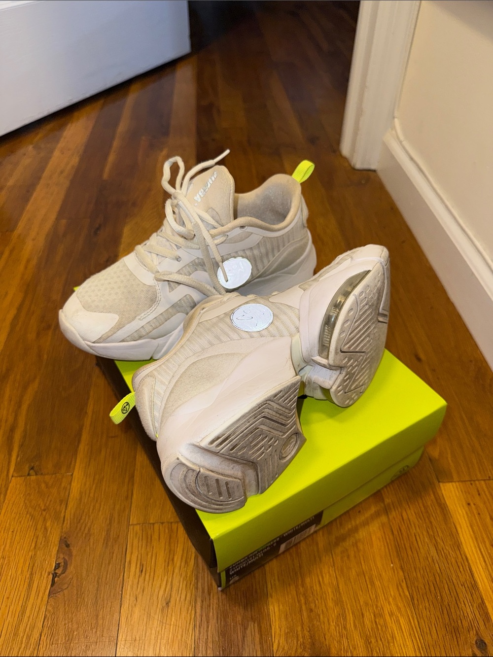 Zumba Fitness Beige and Neon Yellow Women’s Sneakers - Picture 2 of 2